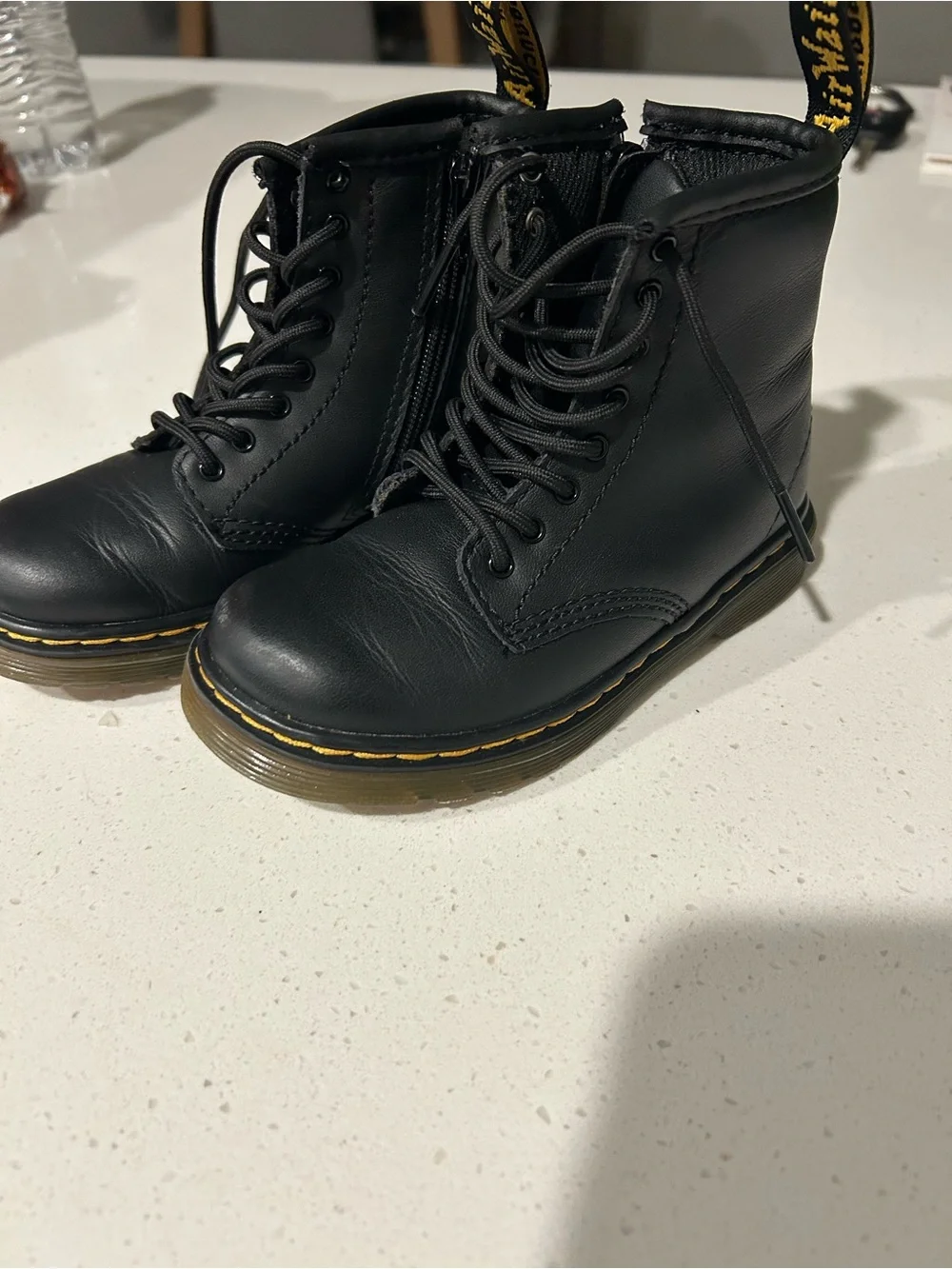 Dr. Martens 1460 T Black Leather Toddler Lace Up Boots Side Zip Size US 9 / UK 8
